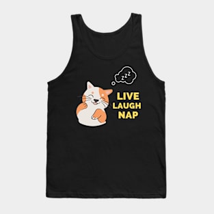 Live Laugh Nap - Black And Yellow Simple Font - Funny Meme Sarcastic Satire Tank Top